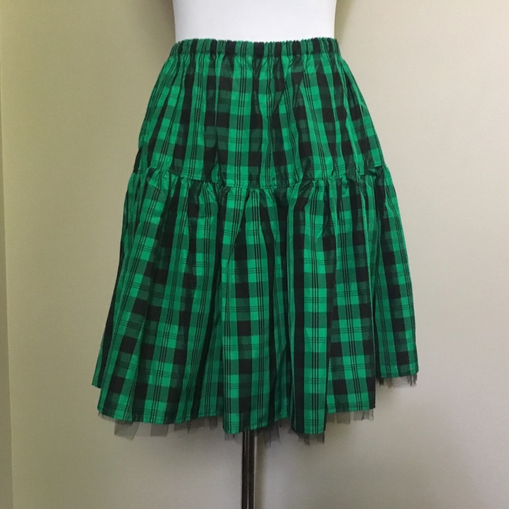 OOAK EMALEIGHS CUPBOARD green plaid skirt S M L